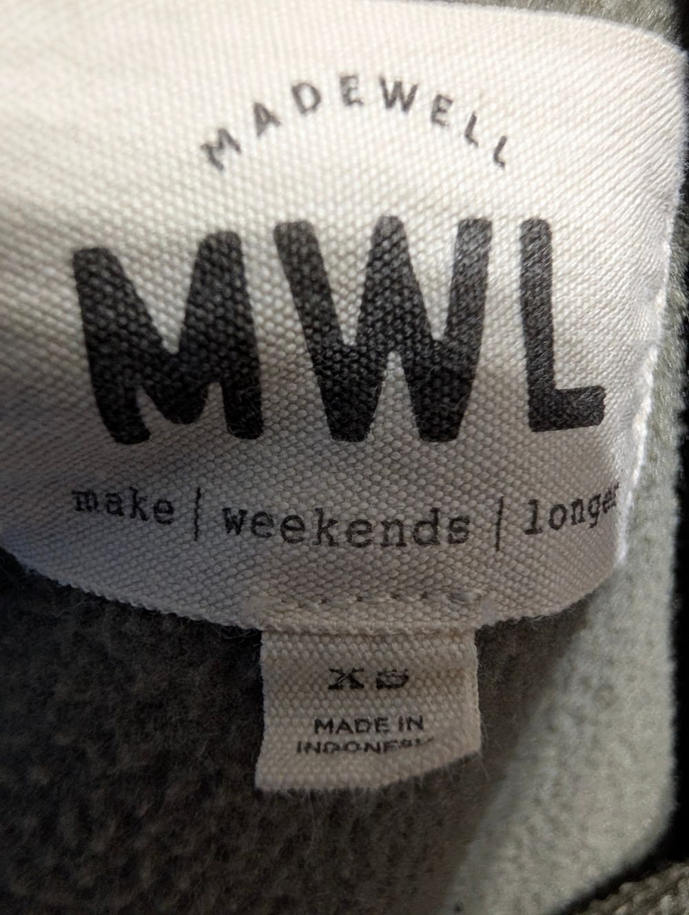 MWL Madewell Betterfleece Zip Quilted-Pocket Jacket XS Pressed Sage Gorpcore - Picture 6 of 9